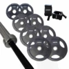 ARROW 100Kg Rubber Coated Weight Plate + 15kg Bar + Lock Jaw Package -Fitness Equipment Store 100kgrubbercoated BARPACK1