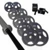 ARROW 150Kg Rubber Coated Weight Plate + 15kg Bar + Lock Jaw Package