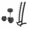 ARROW 2-10kg Rubber Hex Dumbbell Package With Rack (2-10kg Pair) -Fitness Equipment Store 2 10 dumbbells Rack