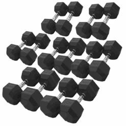 ARROW 10-25kg Rubber Hex Dumbbell Package (7 Pair)