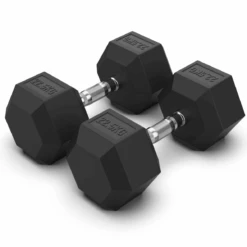 Arrow 22.5KG Rubber Hex Dumbbell Pair