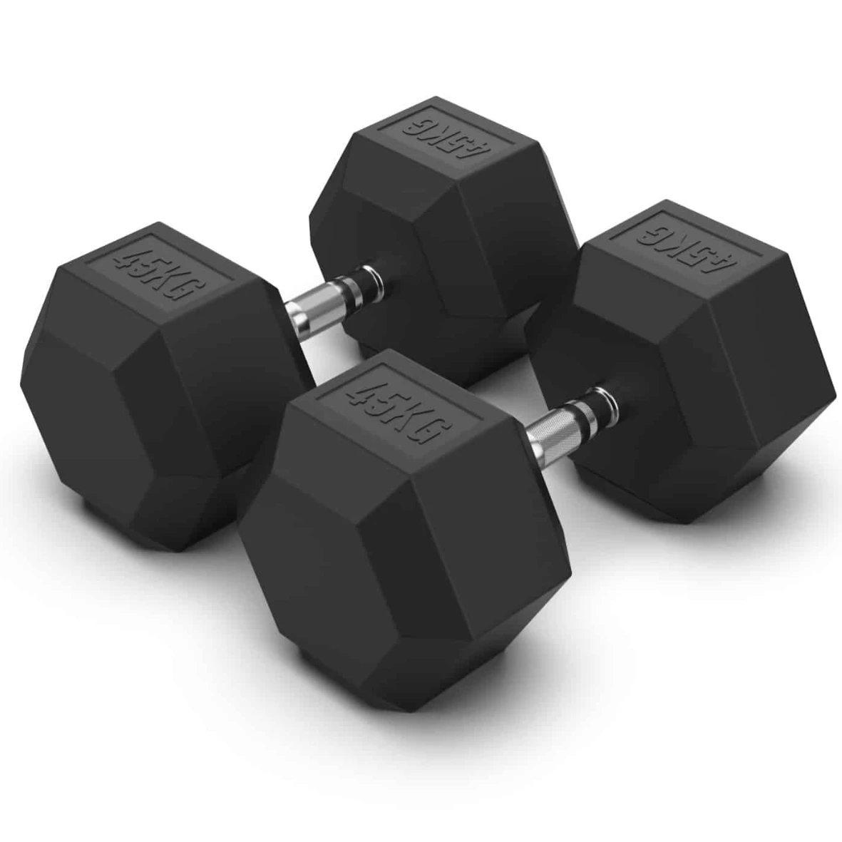 Arrow 45KG Rubber Hex Dumbbell Pair 3 Arrow 45KG Rubber Hex Dumbbell Pair