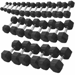 ARROW 1-20kg Rubber Hex Dumbbell Package (14 Pair)