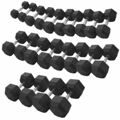 ARROW 5-30kg (2.5kg Increments) Rubber Hex Dumbbell Package (11 Pair)
